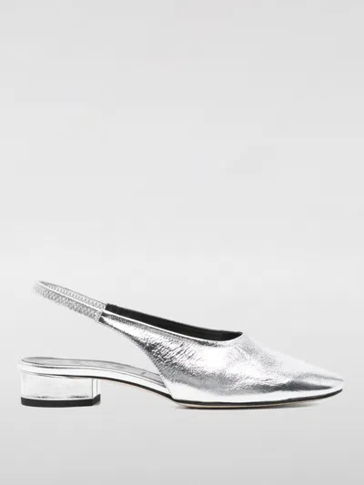 Aeyde Womens Silver Dua Slingback Leather Flats Eur 40.5 / 7.5 Uk In Silver