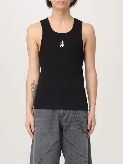 Jw Anderson J. W. Anderson Organic Cotton Sleeveless Top With Logo Detail In Black