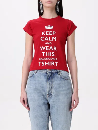 Balenciaga Red Cropped T-shirt Keep Calm In Red