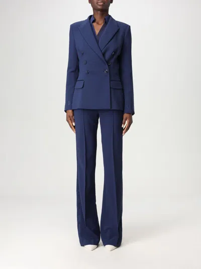 Elisabetta Franchi Satin-bands Crepe Suit In Blue