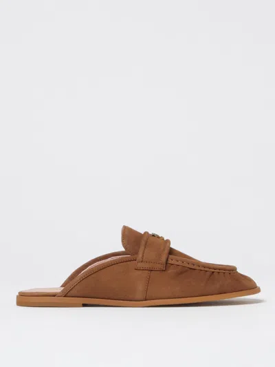 Pinko Mocassins Mules Plats En Daim In Tobacco