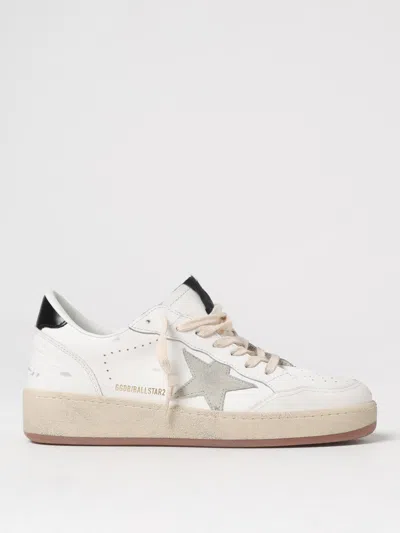 Golden Goose Women's Ballstar 2 Leather Upper And Spur Suede Star Shiny Leather Heel Sneaker In White