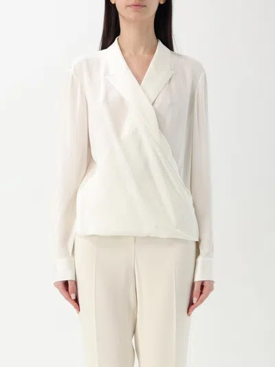 Theory Long Sleeves Wrap Blouse In Ivory