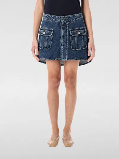 Jw Anderson J. W. Anderson Curved Patch Pockets Mini Denim Skirt In Denim