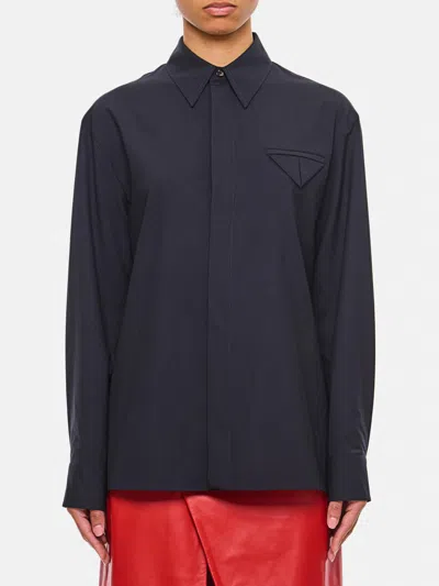 Bottega Veneta Women Navy Blue Classic Shirt, S Luxury Shirts For Women Darveys In Blue