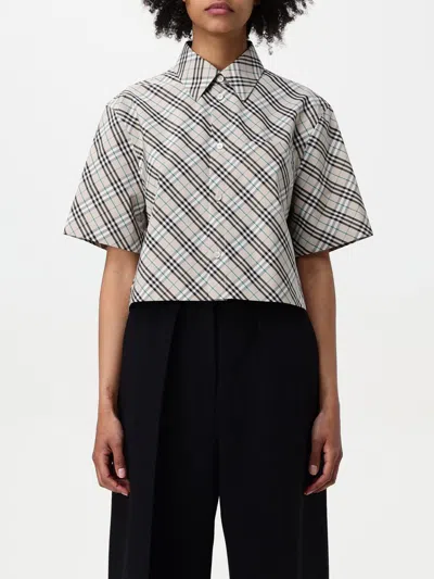 Burberry Women's Checked Cotton Shirt In Beige