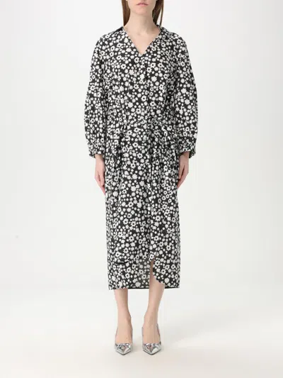 Marni Pop Fields Organic Cotton Poplin Midi Dress In Black