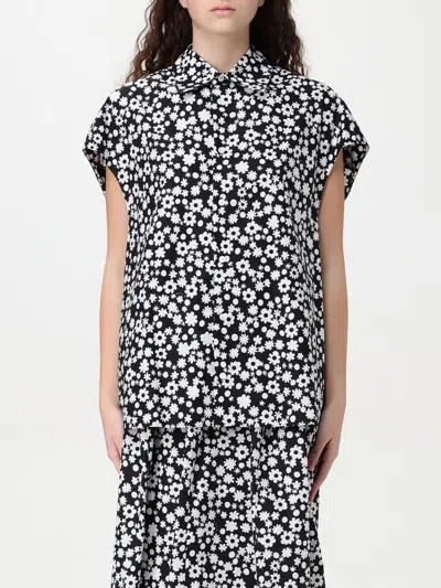 Marni Floral Print Collar Top In Black