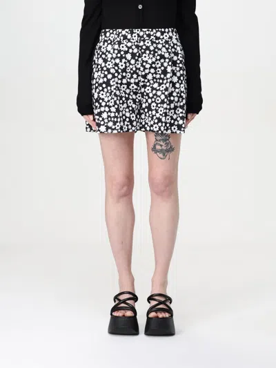 Marni Pleated Floral Shorts Elasticized Waist In Black