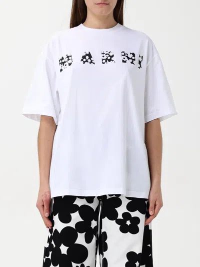 Marni Cotton T Shirt With Logo In White