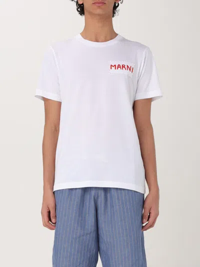 Marni Men's Logo Patch T-shirt In White