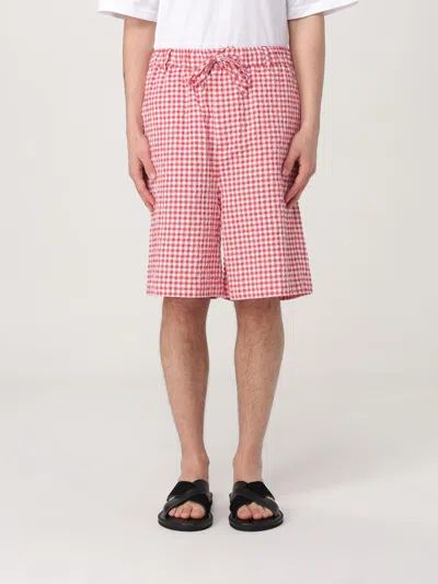 Marni Red & White Gingham Shorts In Multi