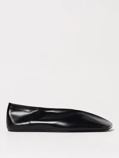 Jil Sander Black Leather Ballet Flats In Black