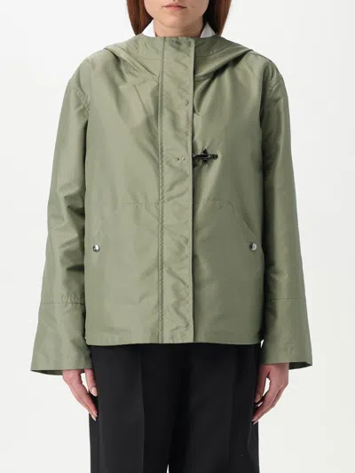 Fay Short Water-repellent Parka With Iconic Gancio In Green