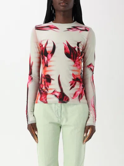 Jean Paul Gaultier Layered Long Sleeves Top Printed Flower Body Morphing Mariniere In Multicolor