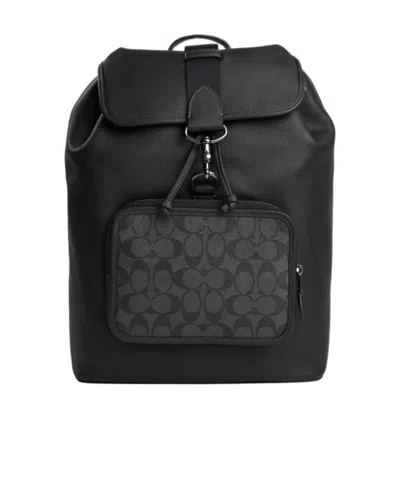 Coach Logo Print Backpack In Black
