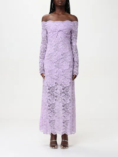 Rabanne Lace Off-the-shoulder Dress In Lavander