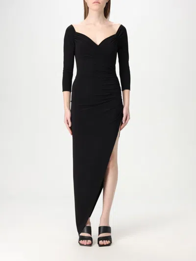 Norma Kamali Asymmetric Draped Jersey Stretch Dress In In Black