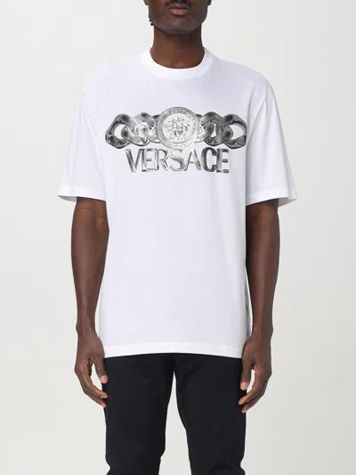 Versace 'medusa' Logo Graphic Print Crew Neck T-shirt In White