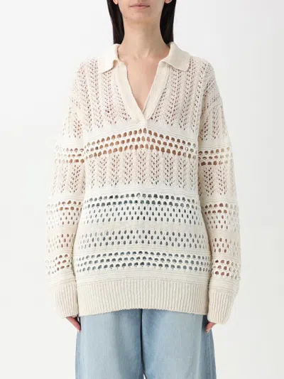 Pinko Beige And White Lace-like 'gorzano' Sweater In White