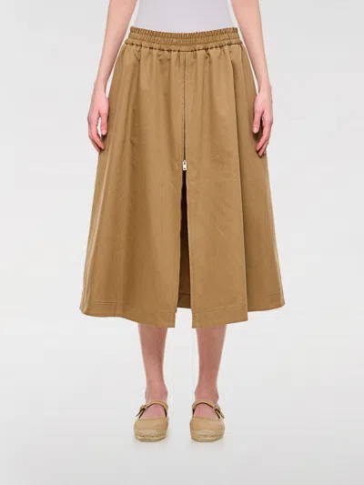 Golden Goose Flared Skirt With Zip In Light Brown In Beige