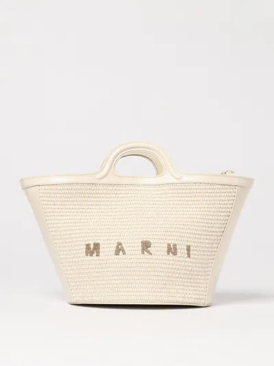 Marni Borsa A Mano Tropicalia Piccola In Pelle Bianca Donna In White