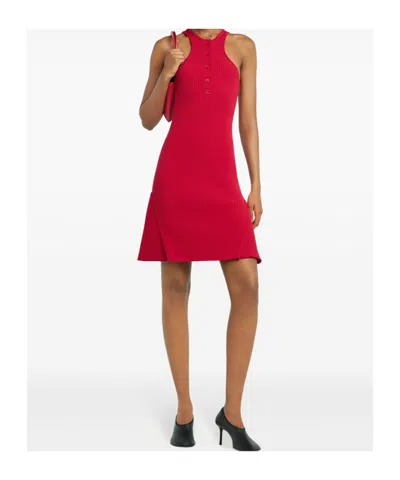 Courrèges Red Scuba Dress With Racerback And Flared Silhouette