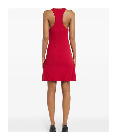 Courrèges Red Scuba Dress With Racerback And Flared Silhouette