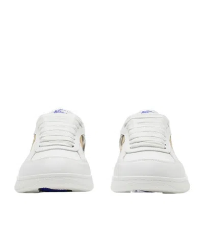 Burberry Low Top Sneakers Padded Collar Rubber Sole In White