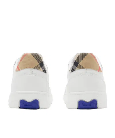 Burberry Low Top Sneakers Padded Collar Rubber Sole In White