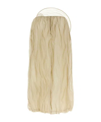 Magda Butrym Flowing Silhouette Layered Sheer Skirt In Nude