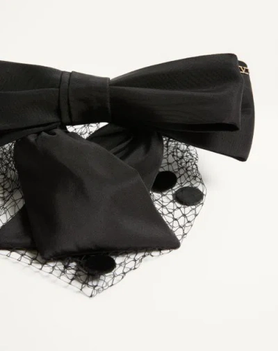 Valentino Garavani Vlogo Signature Veil Headband In Black