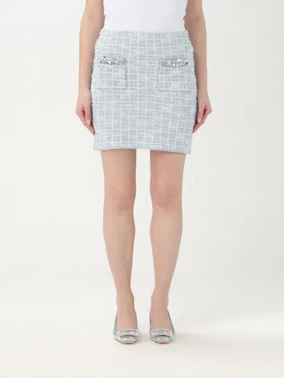 Self-portrait Check Knit Mini Skirt In Blue