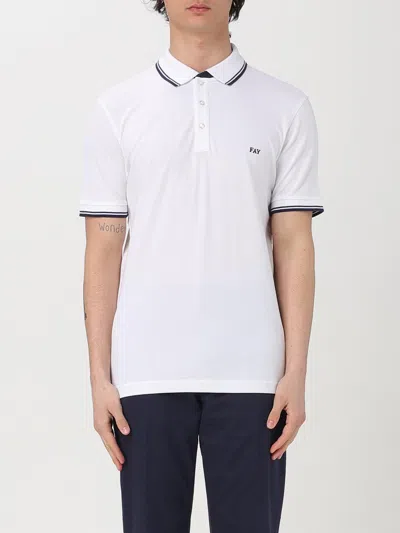 Fay Polo Piquet Stretch Stripes In Bianco Chiari E Naturali