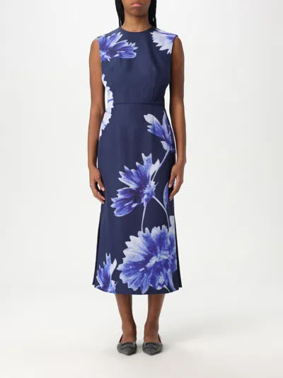 Erdem Floral Pencil Midi Dress In Blue