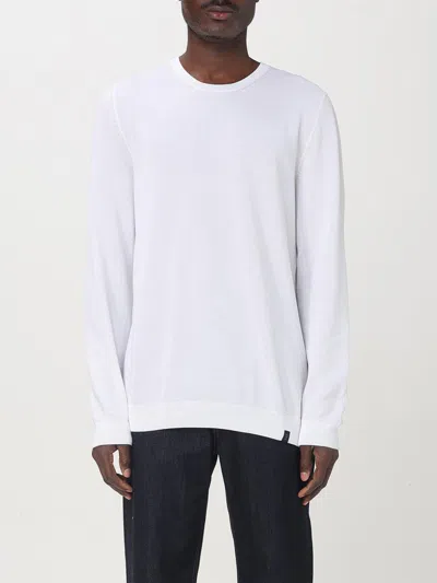 Fay Plain White Cotton Ribbed Sweater In Multi