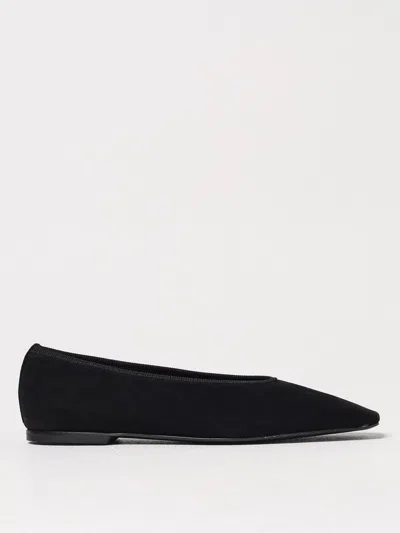 Totême 10mm Minimalist Velvet Ballerina Flats In Black