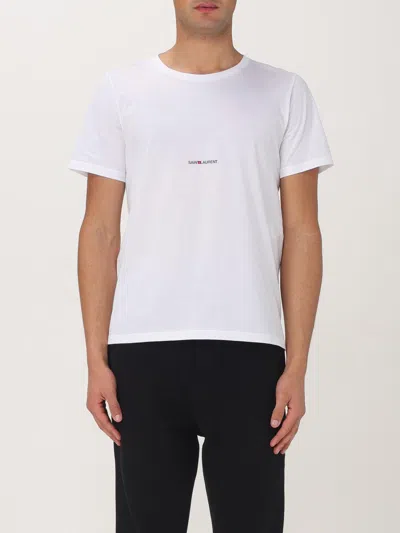 Saint Laurent Logo-print Crew-neck T-shirt In White