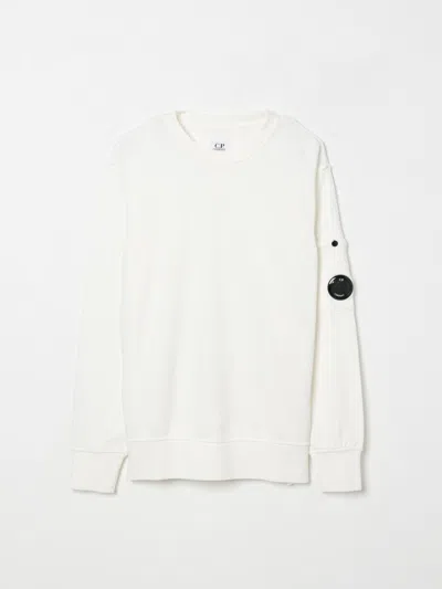 C.p. Company Kids White Basic Sweatshirt In White
