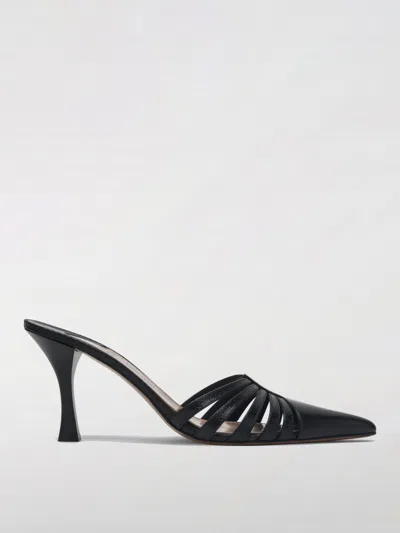 Paris Texas Black Leather Mule Nadia In Blue