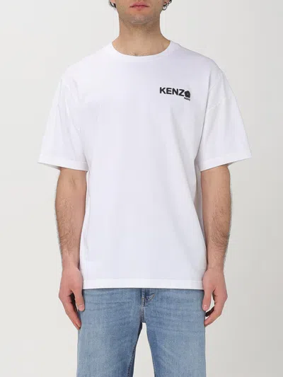 Kenzo White Classic T-shirt With Contrasting Logo Print In Cotton In White