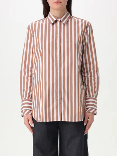Fay Striped Shirt In Cotton Blend In Brown