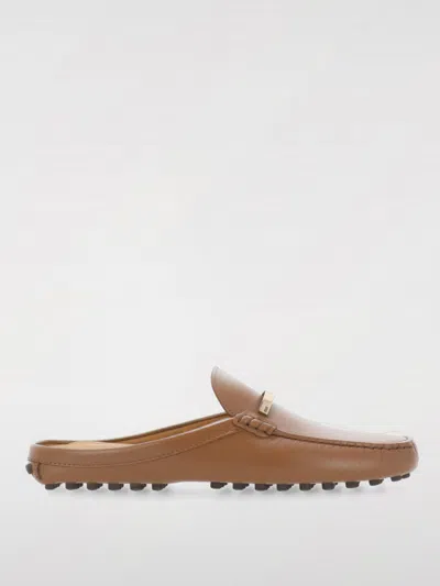 Tod's Dark Brown Calfskin Slip On With Metal Detail