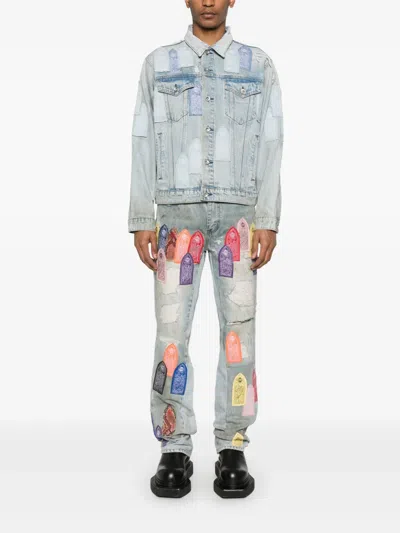 Who Decides War Patch Arched Distressed Jeans In Blue