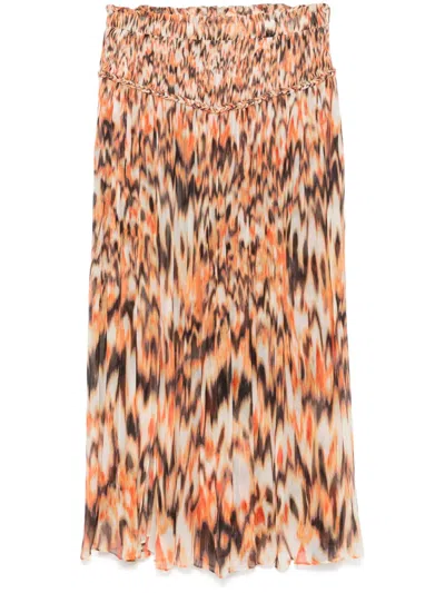 Isabel Marant 'rolande' Animal Print Skirt In Orange