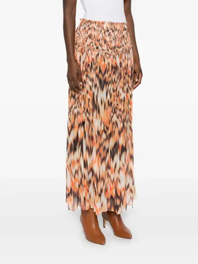 Isabel Marant 'rolande' Animal Print Skirt In Orange