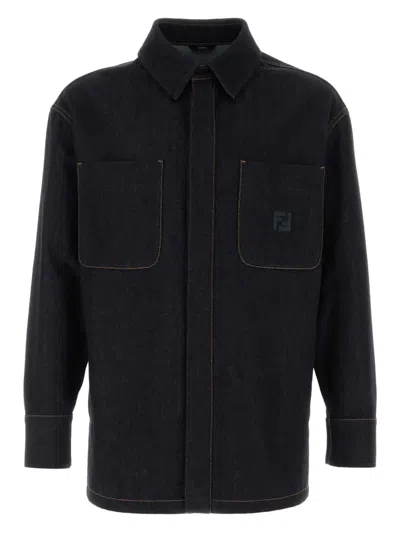 Fendi Denim Shirt Jacket In Blue