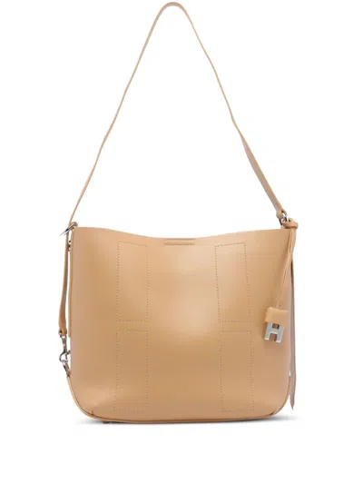 Hogan Strap Adjust Hobo Metal Rectangular Bag In Neutrals