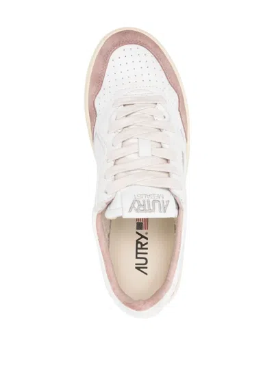 Autry Medalist Low Leather And Suede White And Powder Sneakers In Multi