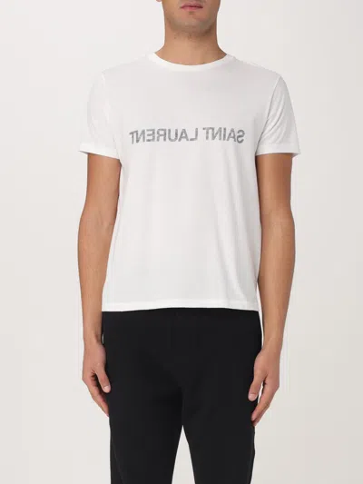 Saint Laurent Cotton T-shirt In Reverse Design In White